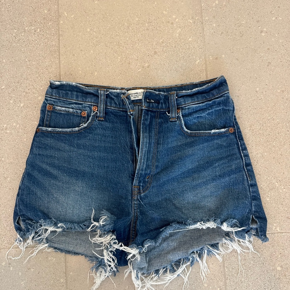 Abercrombie & Fitch Blue Frayed Jean Shorts